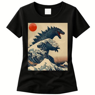 Hokusai The Great Kaiju Off Kanagawa Vintage Japanese Art Women's T-Shirt