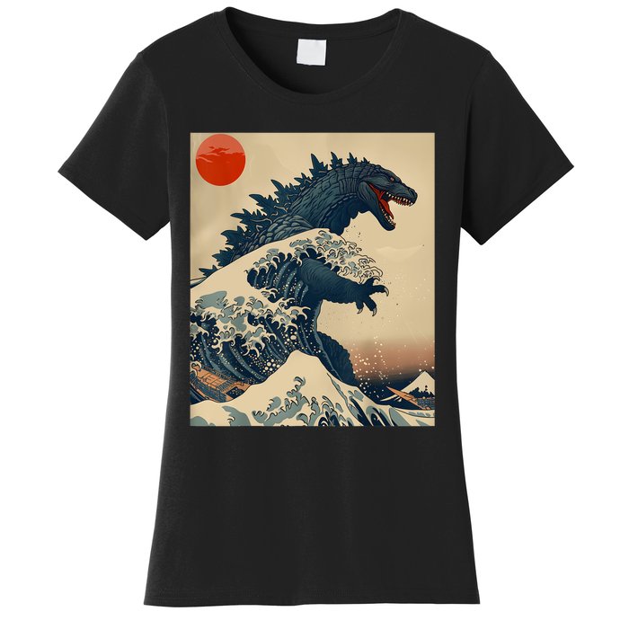 Hokusai The Great Kaiju Off Kanagawa Vintage Japanese Art Women's T-Shirt