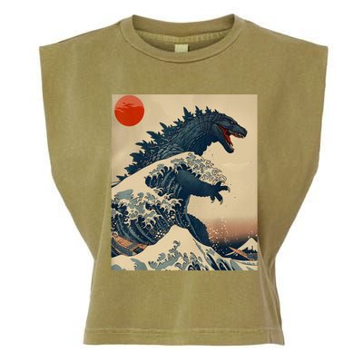 Hokusai The Great Kaiju Off Kanagawa Vintage Japanese Art Garment-Dyed Women's Muscle Tee