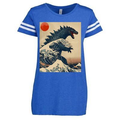 Hokusai The Great Kaiju Off Kanagawa Vintage Japanese Art Enza Ladies Jersey Football T-Shirt