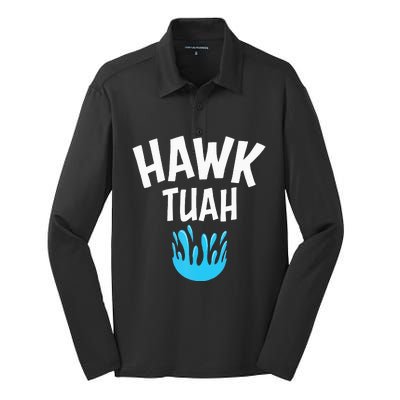 Hawk Tuah Silk Touch Performance Long Sleeve Polo