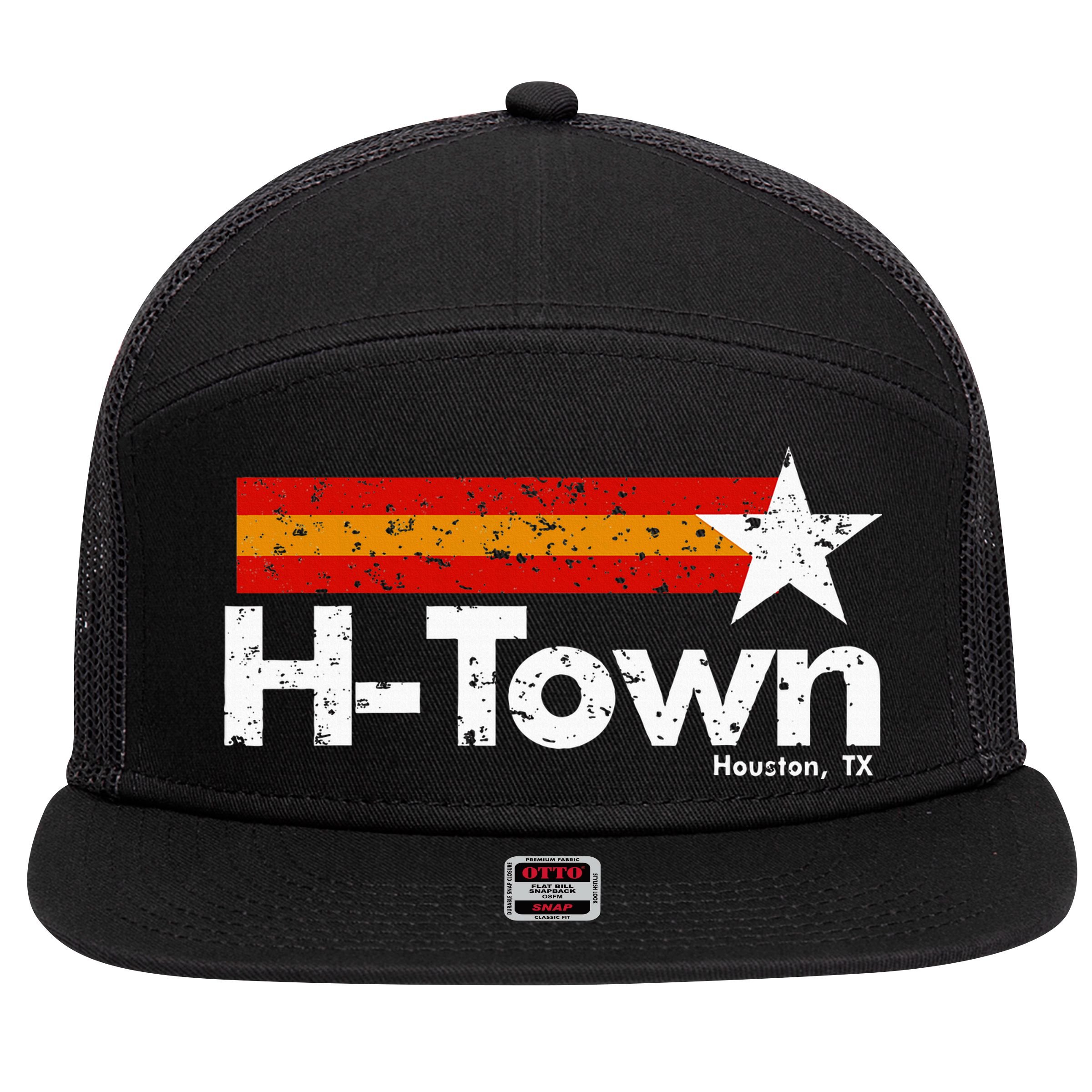 H Town Houston Texas 7 Panel Mesh Trucker Snapback Hat