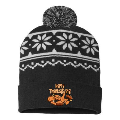 Happy Thanksgiving Holiday Festive Turkey USA-Made Snowflake Beanie