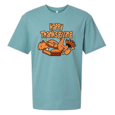 Happy Thanksgiving Holiday Festive Turkey Sueded Cloud Jersey T-Shirt