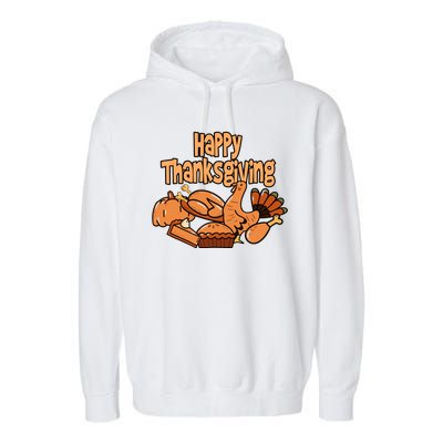 Happy Thanksgiving Holiday Festive Turkey Garment-Dyed Fleece Hoodie