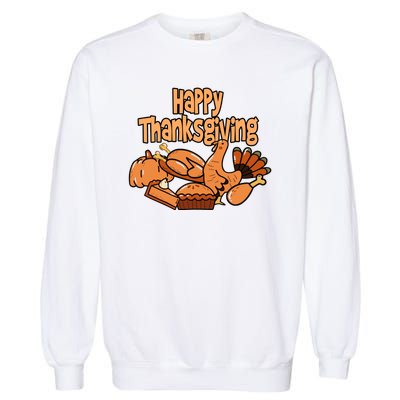 Happy Thanksgiving Holiday Festive Turkey Garment-Dyed Sweatshirt