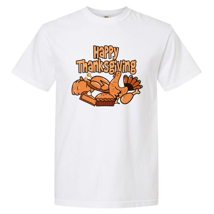 Happy Thanksgiving Holiday Festive Turkey Garment-Dyed Heavyweight T-Shirt