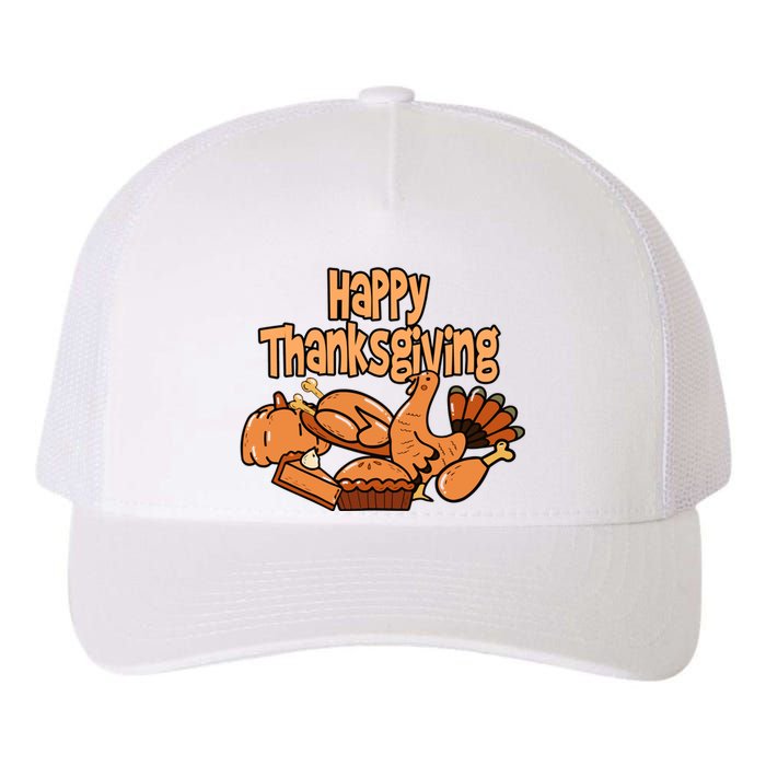 Happy Thanksgiving Holiday Festive Turkey Yupoong Adult 5-Panel Trucker Hat