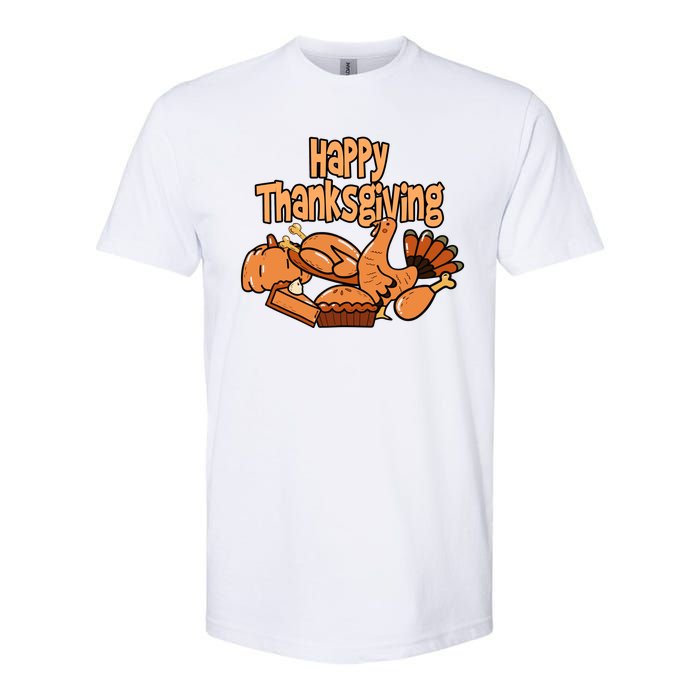 Happy Thanksgiving Holiday Festive Turkey Softstyle CVC T-Shirt