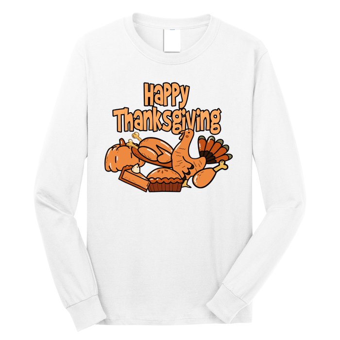 Happy Thanksgiving Holiday Festive Turkey Long Sleeve Shirt