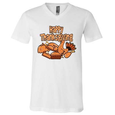 Happy Thanksgiving Holiday Festive Turkey V-Neck T-Shirt