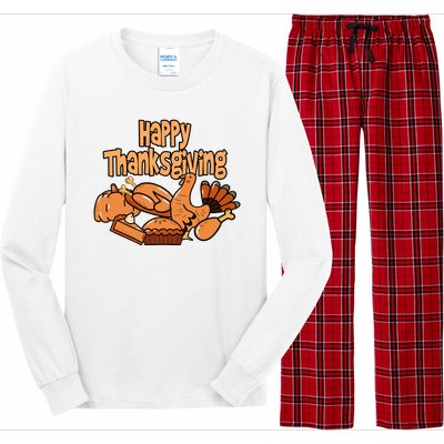 Happy Thanksgiving Holiday Festive Turkey Long Sleeve Pajama Set