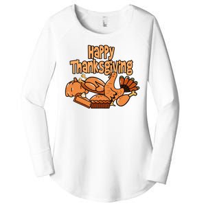 Happy Thanksgiving Holiday Festive Turkey Women's Perfect Tri Tunic Long Sleeve Shirt