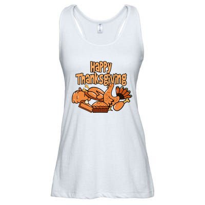 Happy Thanksgiving Holiday Festive Turkey Ladies Essential Flowy Tank
