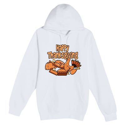 Happy Thanksgiving Holiday Festive Turkey Premium Pullover Hoodie