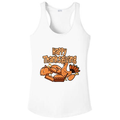 Happy Thanksgiving Holiday Festive Turkey Ladies PosiCharge Competitor Racerback Tank
