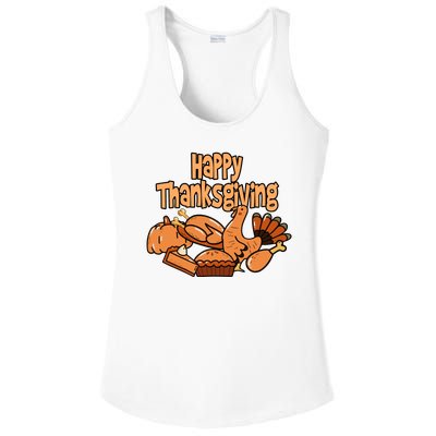 Happy Thanksgiving Holiday Festive Turkey Ladies PosiCharge Competitor Racerback Tank