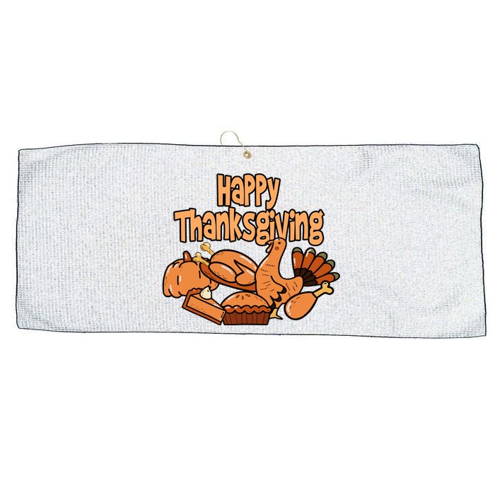 Happy Thanksgiving Holiday Festive Turkey Large Microfiber Waffle Golf Towel