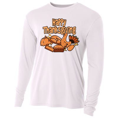 Happy Thanksgiving Holiday Festive Turkey Cooling Performance Long Sleeve Crew