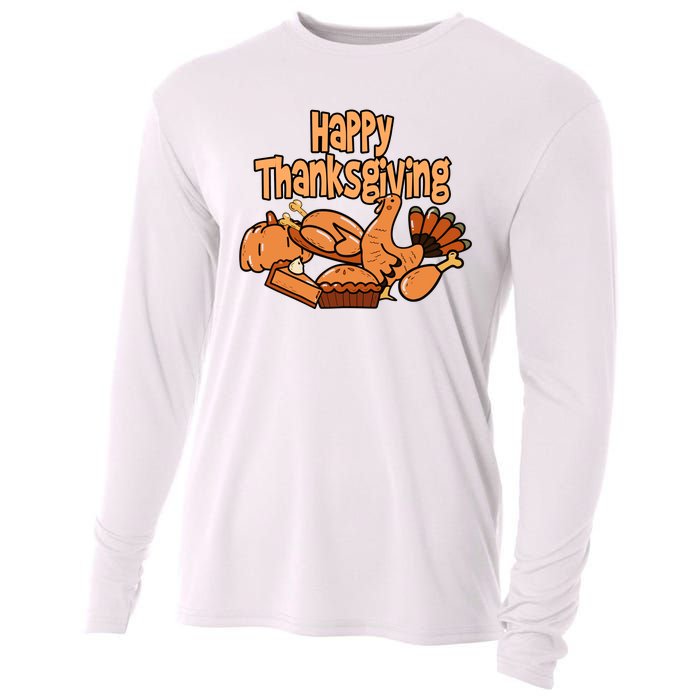 Happy Thanksgiving Holiday Festive Turkey Cooling Performance Long Sleeve Crew