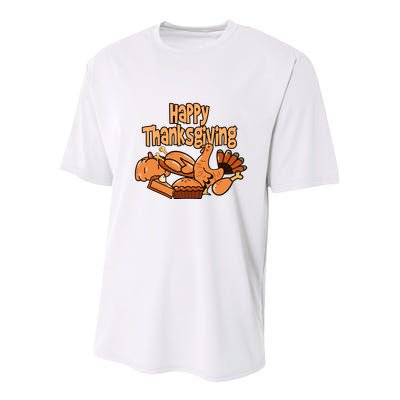 Happy Thanksgiving Holiday Festive Turkey Youth Performance Sprint T-Shirt