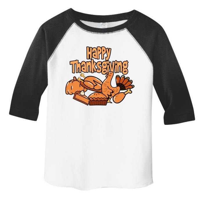 Happy Thanksgiving Holiday Festive Turkey Toddler Fine Jersey T-Shirt