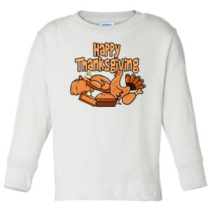 Happy Thanksgiving Holiday Festive Turkey Toddler Long Sleeve Shirt