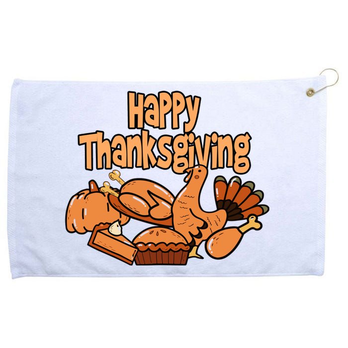 Happy Thanksgiving Holiday Festive Turkey Grommeted Golf Towel