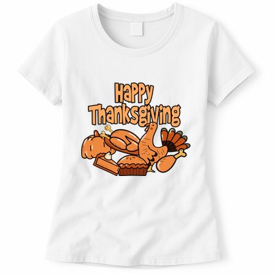 Happy Thanksgiving Holiday Festive Turkey Womens T-Shirt