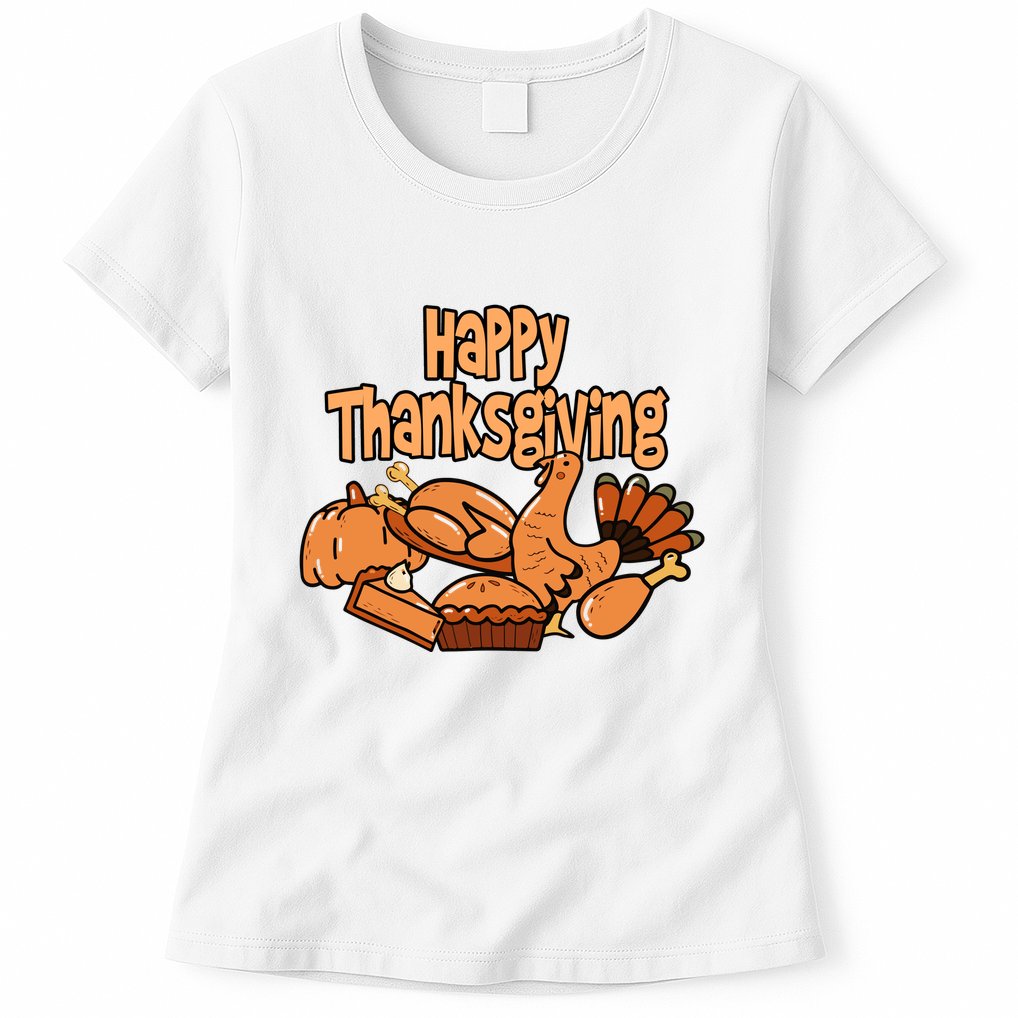 Happy Thanksgiving Holiday Festive Turkey Womens T-Shirt