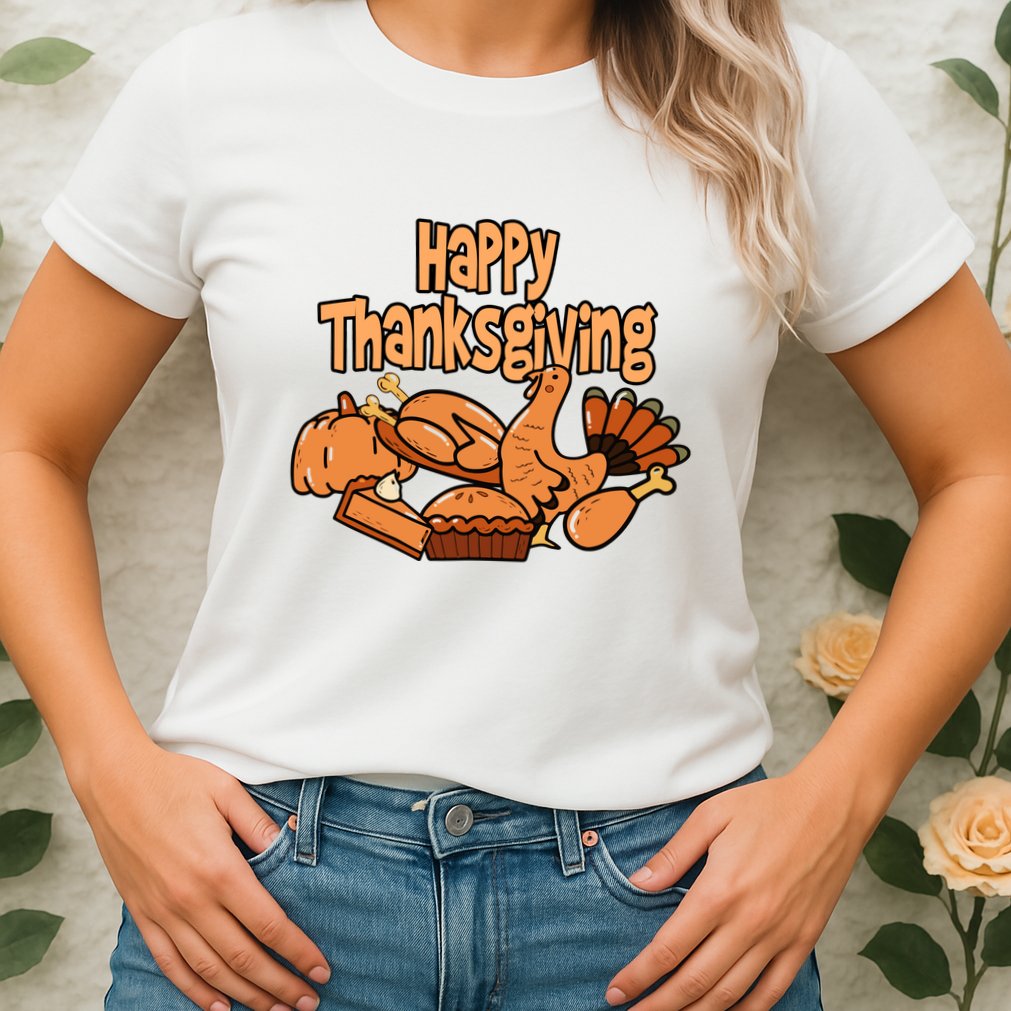 Happy Thanksgiving Holiday Festive Turkey Womens T-Shirt