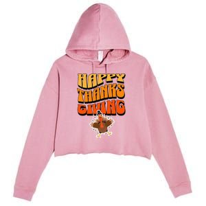 Happy Thanksgiving Holiday Crop Fleece Hoodie