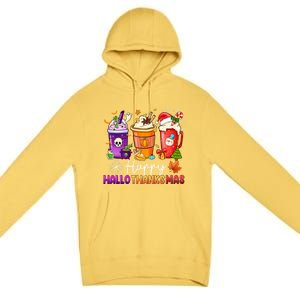 Halloween Thanksgiving Happy Hallothanksmas Coffee Latte Gift Premium Pullover Hoodie