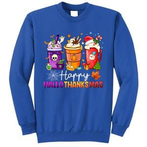 Halloween Thanksgiving Happy Hallothanksmas Coffee Latte Gift Sweatshirt