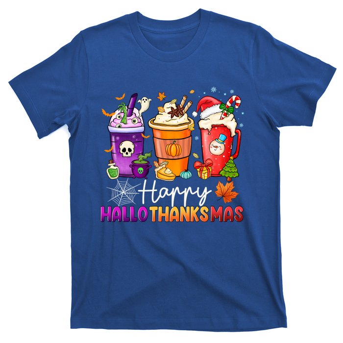 Halloween Thanksgiving Happy Hallothanksmas Coffee Latte Gift T-Shirt