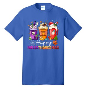 Halloween Thanksgiving Happy Hallothanksmas Coffee Latte Gift Tall T-Shirt