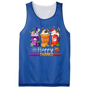 Halloween Thanksgiving Happy Hallothanksmas Coffee Latte Gift Mesh Reversible Basketball Jersey Tank