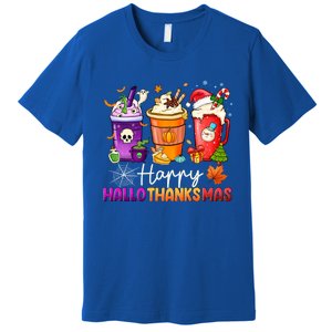 Halloween Thanksgiving Happy Hallothanksmas Coffee Latte Gift Premium T-Shirt