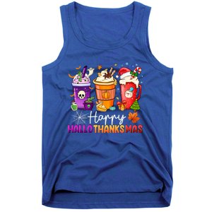 Halloween Thanksgiving Happy Hallothanksmas Coffee Latte Gift Tank Top