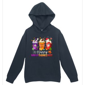 Halloween Thanksgiving Happy Hallothanksmas Coffee Latte Gift Urban Pullover Hoodie