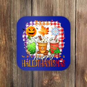 Halloween Thanksgiving Happy Hallothanksmas Coffee Latte Great Gift Coaster