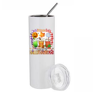 Halloween Thanksgiving Happy Hallothanksmas Coffee Latte Great Gift Stainless Steel Tumbler