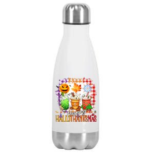 Halloween Thanksgiving Happy Hallothanksmas Coffee Latte Great Gift Stainless Steel Insulated Water Bottle