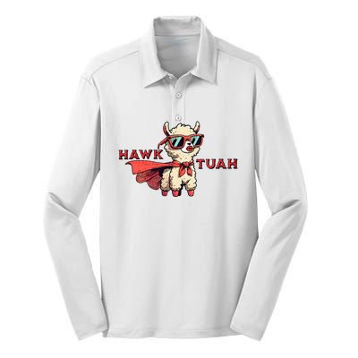 Hawk Tuah Silk Touch Performance Long Sleeve Polo