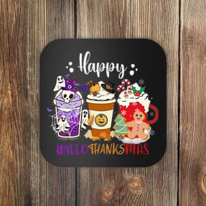 Halloween Thanksgiving Happy HalloThanksMas Coffee Latte Coaster