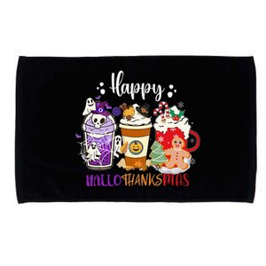 Halloween Thanksgiving Happy HalloThanksMas Coffee Latte Microfiber Hand Towel