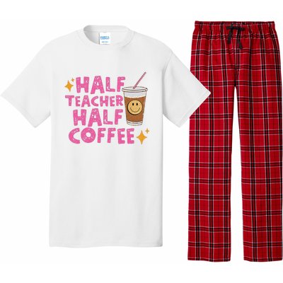 Half Teacher Half Coffee Teacher Coffee Teach Repeat Pajama Set