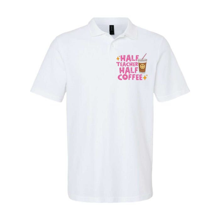 Half Teacher Half Coffee Teacher Coffee Teach Repeat Softstyle Adult Sport Polo