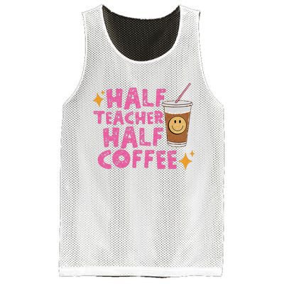 Half Teacher Half Coffee Teacher Coffee Teach Repeat Mesh Reversible Basketball Jersey Tank