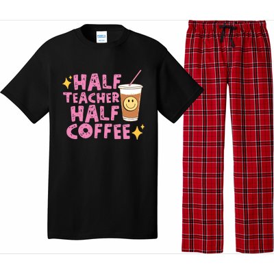 Half Teacher Half Coffee Teacher Coffee Teach Repeat Pajama Set